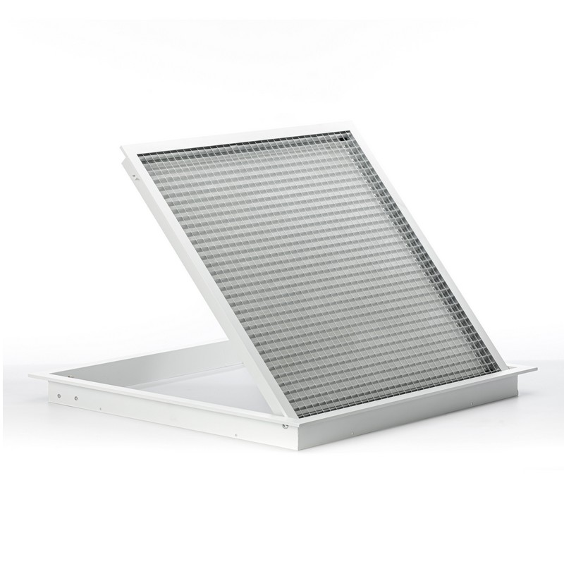 Grille de Reprise + Plénum – quadrillage incliné Blanc Mat 600×600 mm arr/lat – Image 3