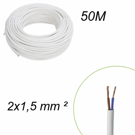 Câble Électrique Bi-conducteur 2x1,5 mm² 50m – Image 2