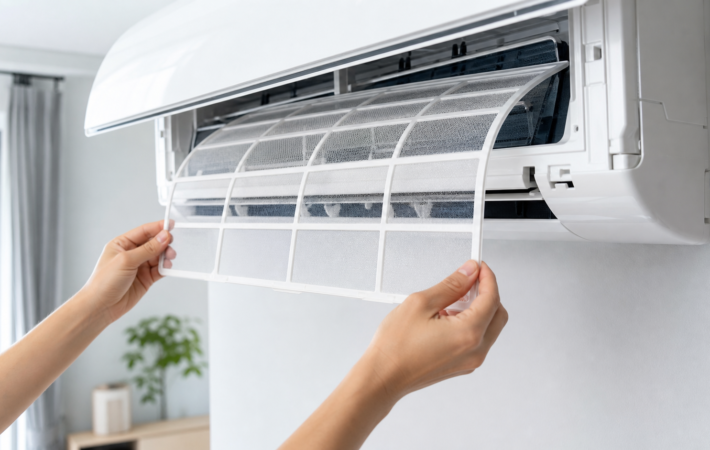 Nettoyage du filtre d'une climatisation murale