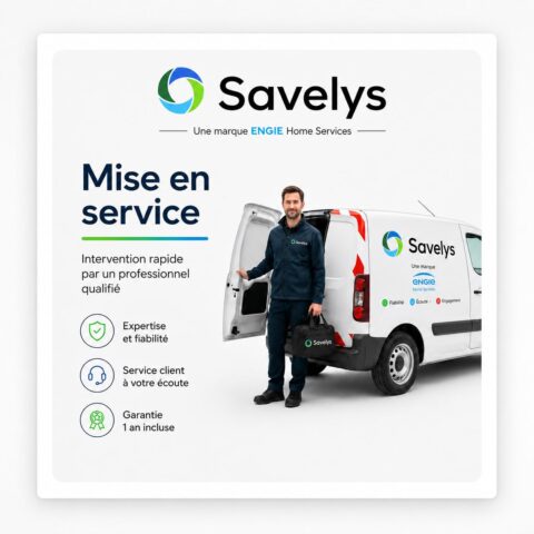 Mise en service Savelys - technicien et véhicule officiel