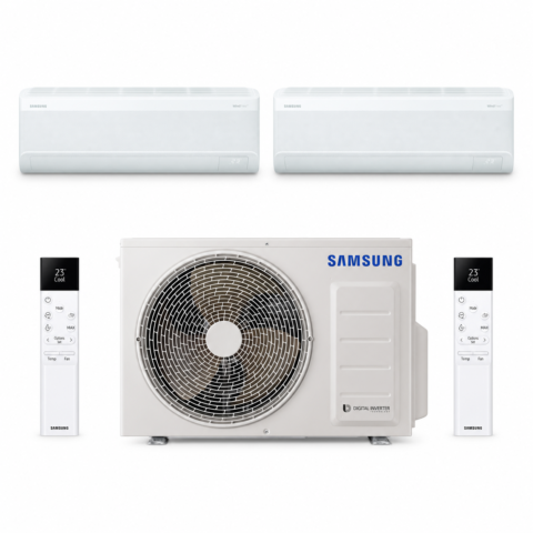Pack Bi-Split Samsung WindFree Comfort S2 avec 2 unités AR60F09C1AWNEU, 2 télécommandes SolarCell et groupe AJ050TXJ2KG/EU
