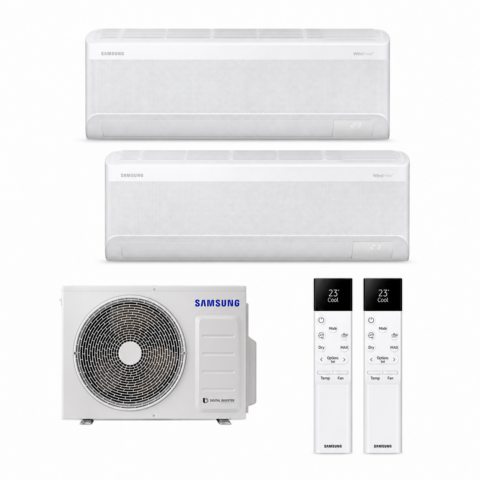 Pack Bi-Split Samsung WindFree Comfort S2 avec 2 unités AR60F12C1AWNEU, 2 télécommandes SolarCell et groupe AJ050TXJ2KG/EU