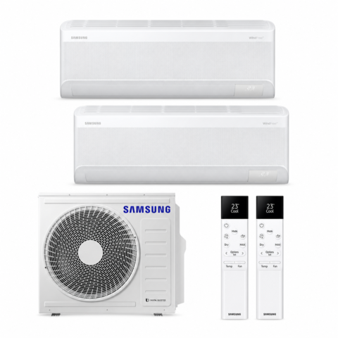 Pack Bi-Split Samsung WindFree Comfort S2 avec 2 unités AR60F12C1AWNEU, 2 télécommandes SolarCell et groupe AJ068TXJ3KG/EU