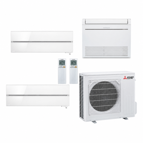 Pack Tri-Split Mitsubishi Electric MXZ-3F68VF5 avec 2 murales MSZ-LN25VG2V et console MFZ-KT25VG