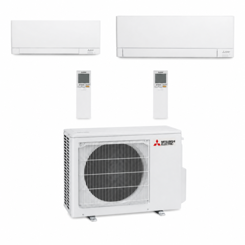 1x MSZ-AY15VGK2-E1, 1x MSZ-AY25VGK2-E1, 2 télécommandes et un groupe MXZ-2F42VF5-E1
