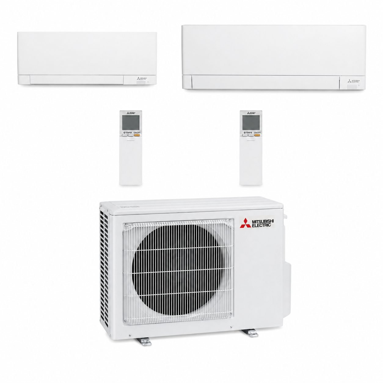 1x MSZ-AY15VGK2-E1, 1x MSZ-AY25VGK2-E1, 2 télécommandes et un groupe MXZ-2F42VF5-E1