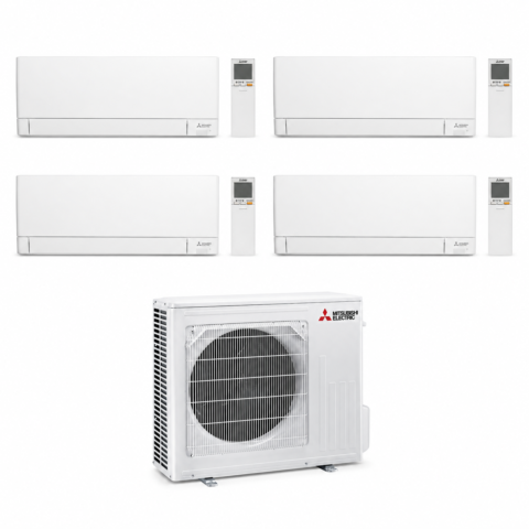 Pack Quadri-Split Mitsubishi Electric Compact MXZ-4F72VF5 – 2x MSZ-AY15VGK2 + 1x MSZ-AY20VGK2 + 1x MSZ-AY25VGK2, 4 télécommandes et un groupe extérieur