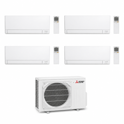 Pack Quadri-Split Mitsubishi Electric Compact MXZ-4F80VF5 – 3x MSZ-AY15VGK2 + 1x MSZ-AY35VGK2, 4 télécommandes et un groupe extérieur