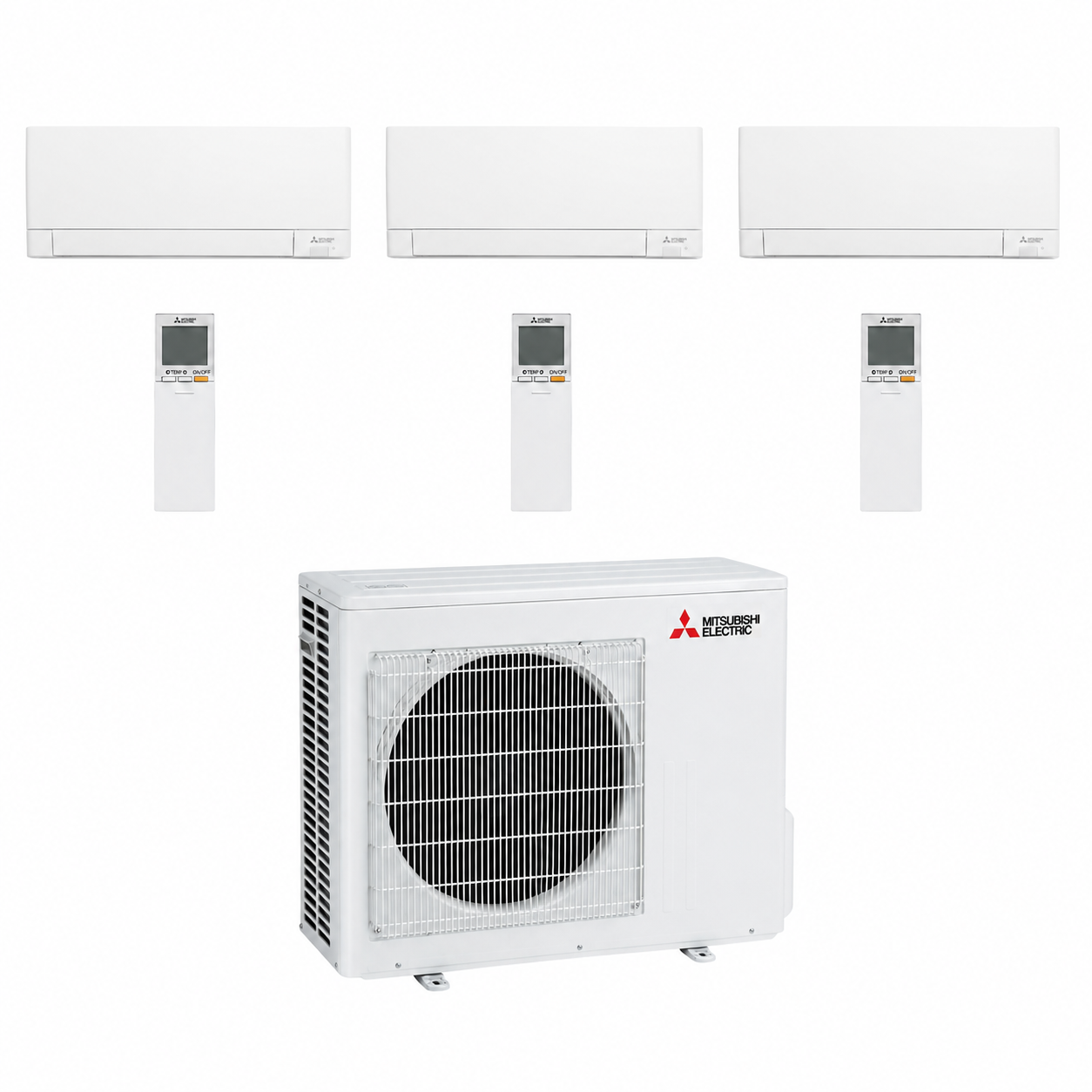 2x MSZ-AY15VGK2-E1, 1x MSZ-AY20VGK2-E1, 3 télécommandes et un groupe MXZ-3F54VF5-E1
