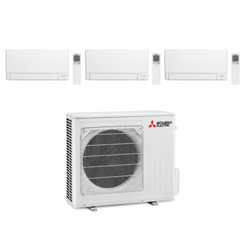 Pack Tri-Split Mitsubishi Electric Compact MXZ-3F68VF5 – 1x MSZ-AY15VGK2 + 1x MSZ-AY20VGK2 + 1x MSZ-AY35VGK2, 3 télécommandes et un groupe extérieur