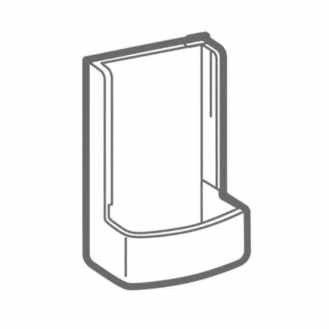 Support mural blanc pour télécommande Mitsubishi Electric MAC-1300RC-E, vue de face sur fond blanc