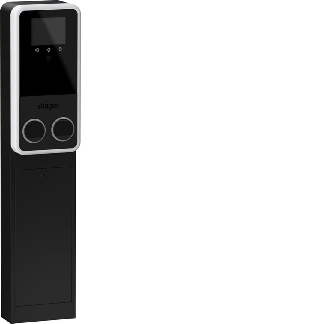 Borne de recharge Hager Borne de recharge witty park2 totem IP55 IK10 2x22kW T2+OCPP+MID+RFID