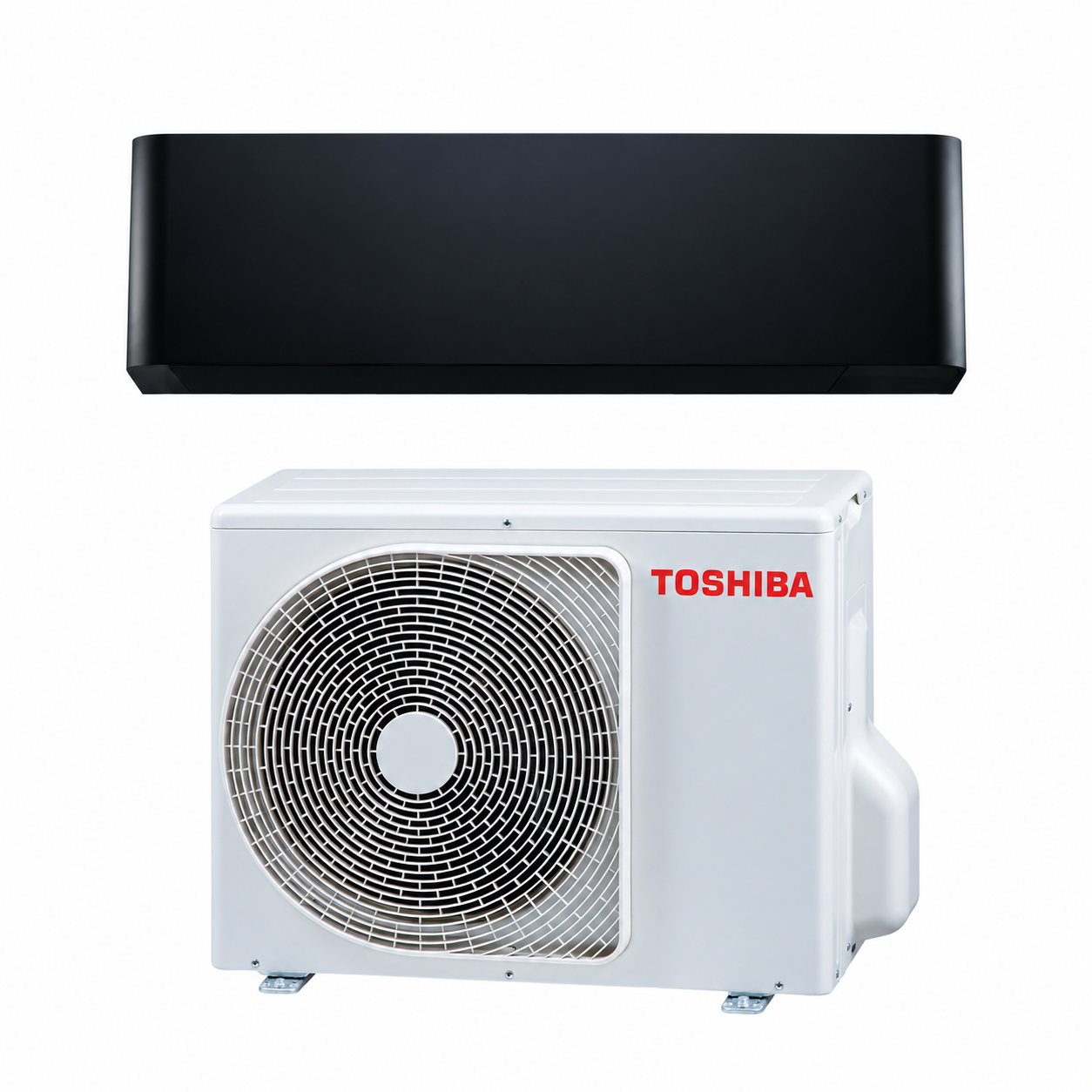 Une unité intérieure Toshiba Shorai Curve noir mat et un groupe extérieur Toshiba, ensemble monosplit