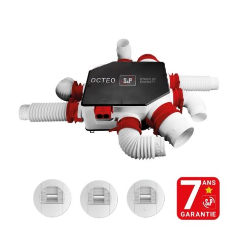 VMC autoréglable S&P Kit VMC Hygro Eco Haute Pression longs réseaux pour logement jusqu'à 6 sanitaires